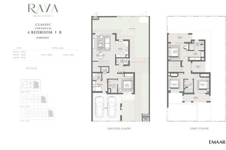 Raya 4 Bedroom Classic Townhouse B Floor Plans