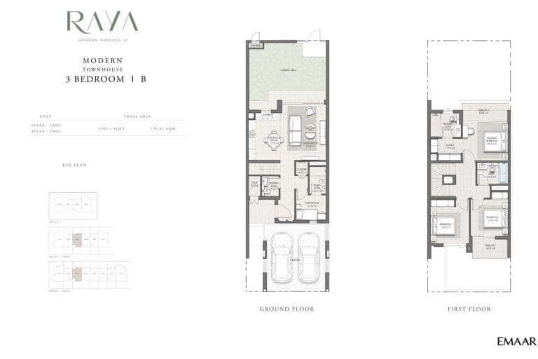 Raya 3 Bedroom Modern Townhouse B Floor Plans