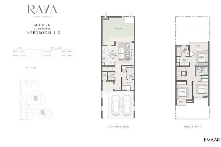 Raya 3 Bedroom Modern Townhouse D Floor Plans