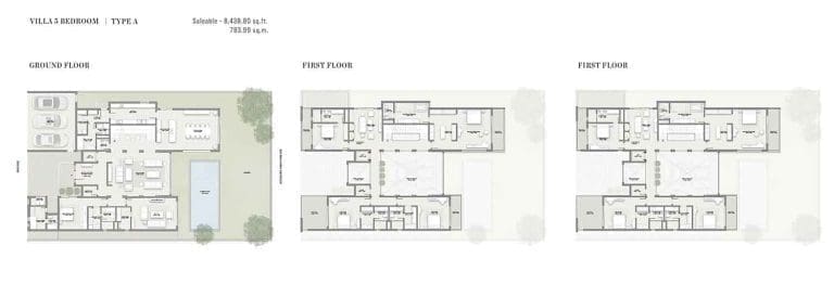 Sobha Estates 5 Bedroom Villa Type A Floor Plans