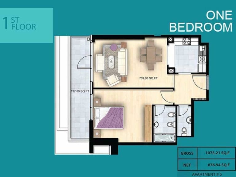 Al Manara Tower 1 Bedroom Apartment 05 Floor Plans
