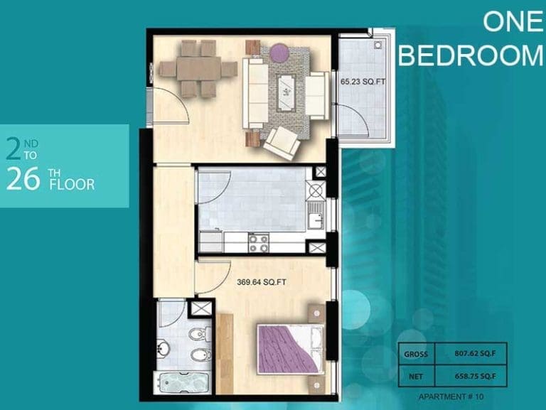 Al Manara Tower 1 Bedroom Apartment 10 Floor Plans