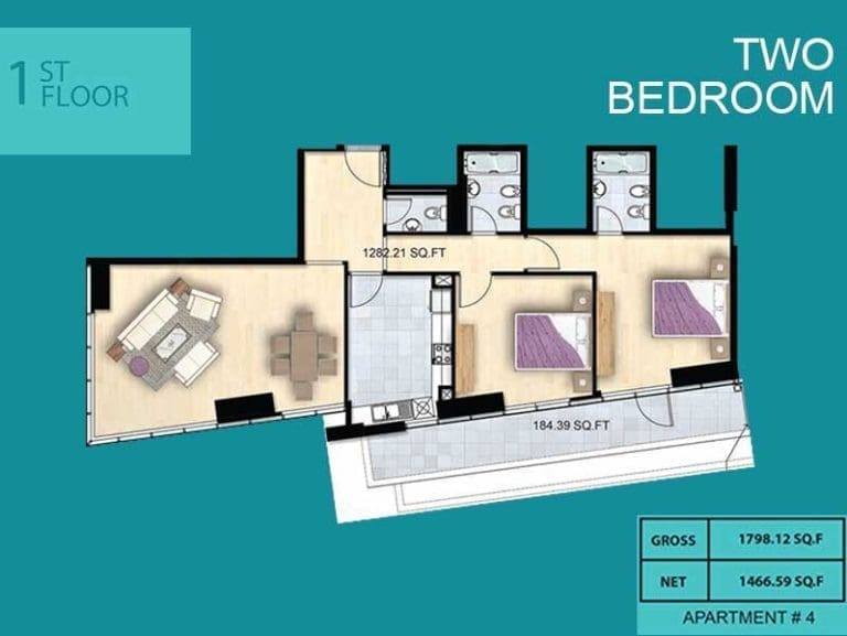 Al Manara Tower 2 Bedroom Apartment 04 Floor Plans