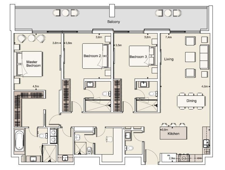 Belgravia 1 – 3 Bedroom Apartment 03 Floor Plans