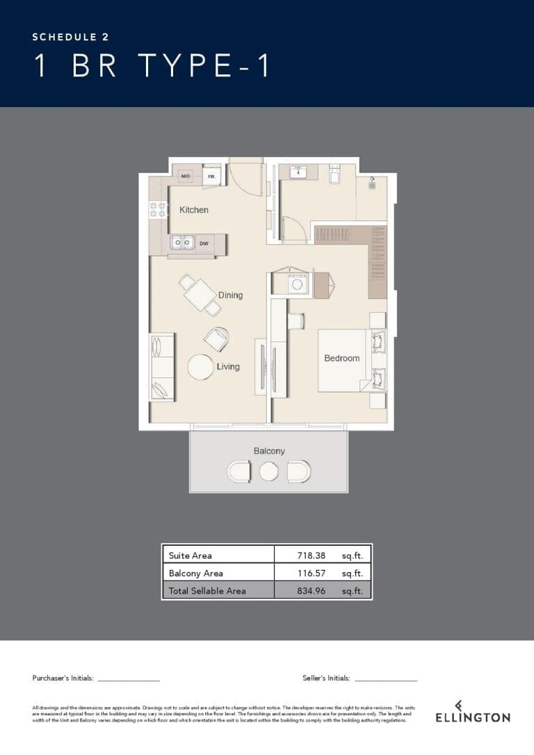 Belgravia 3 – 1 Bedroom Apartment Type 1 Floor Plans