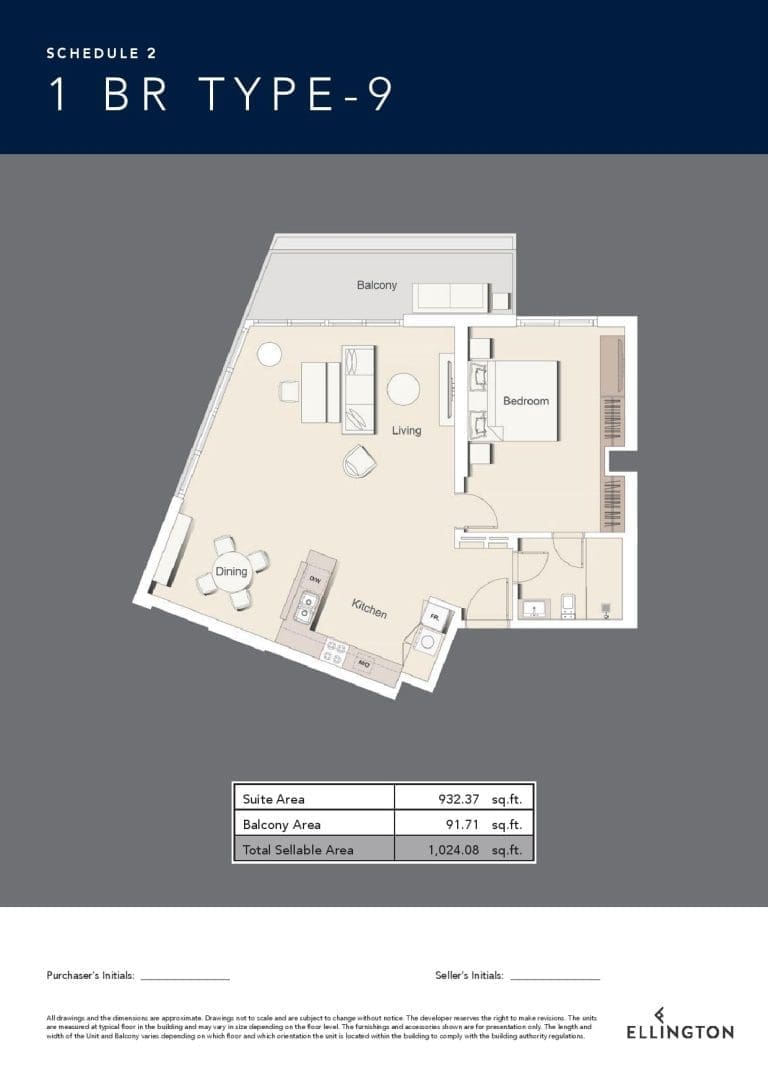 Belgravia 3 – 1 Bedroom Apartment Type 9 Floor Plans
