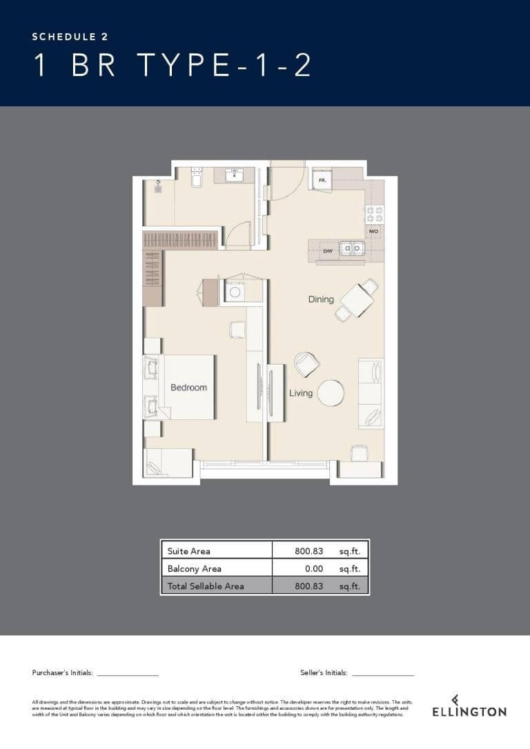Belgravia 3 – 1 Bedroom Apartment Type 1-2 Floor Plans