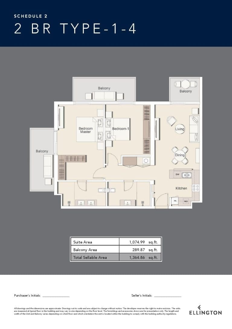 Belgravia 3 – 2 Bedroom Apartment Type 1-4 Floor Plans