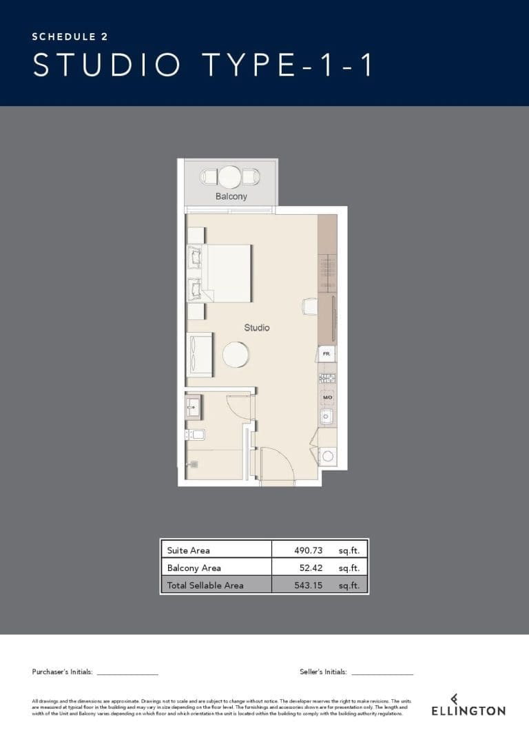 Belgravia 3 – Studio Apartment Type 1 -1 Floor Plans