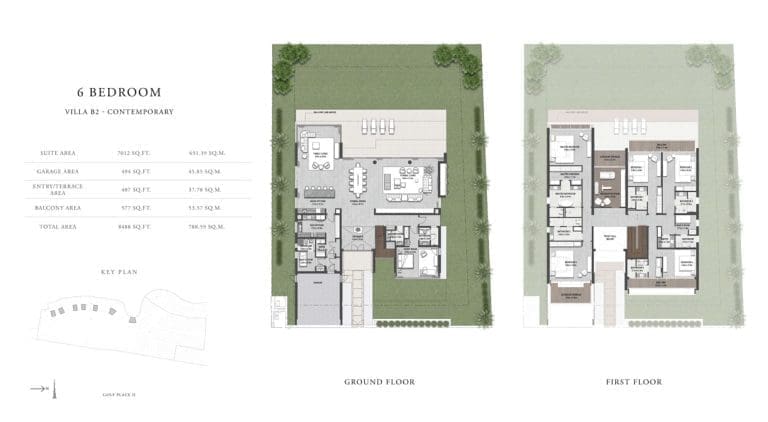 Golf Place 2 – 6 Bedroom Villa Type B2 Contemporary Floor Plans