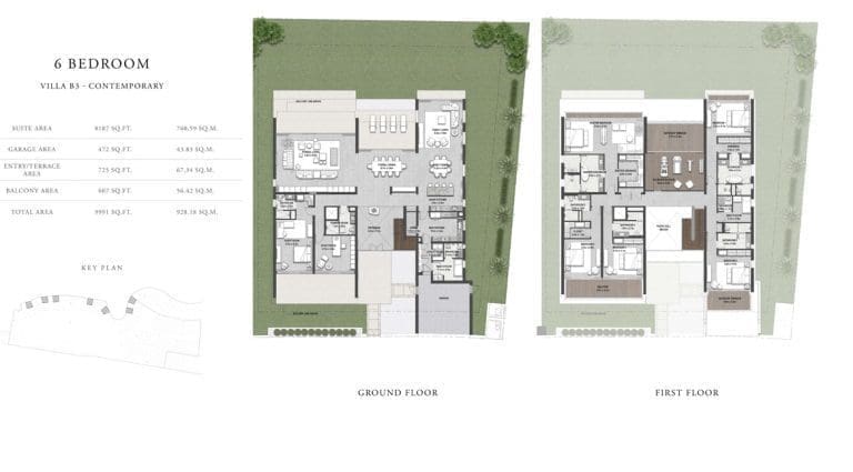Golf Place 2 – 6 Bedroom Villa Type B3 Contemporary Floor Plans