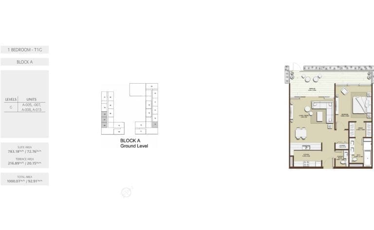 Mulberry 1 Bedroom Apartment Type T1G Block A Floor Plans