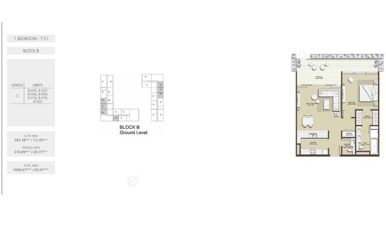 Mulberry 1 Bedroom Apartment Type T1G Block B Floor Plans