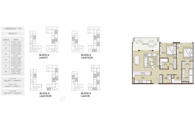 Mulberry 2 Bedroom Apartment Type T1B Block A Floor Plans