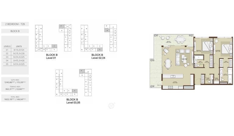 Mulberry 2 Bedroom Apartment Type T2B Block B Floor Plans