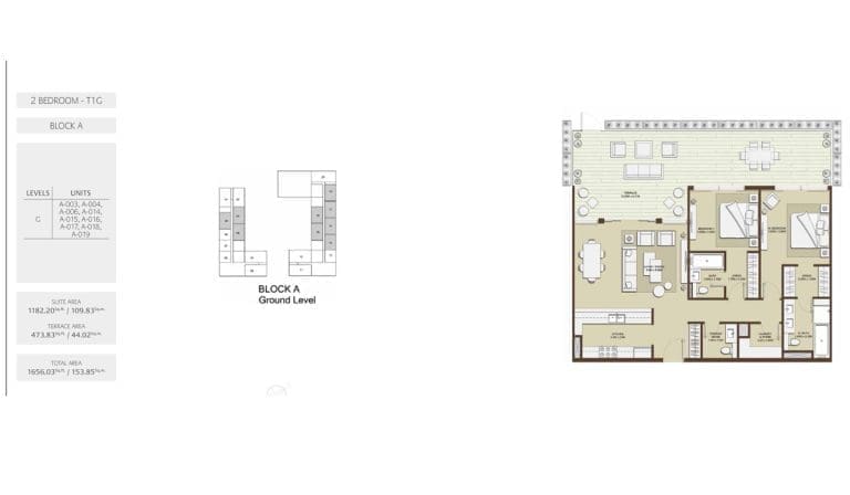 Mulberry 2 Bedroom Apartment Type T1G Block A Floor Plans