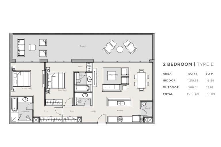 Park One 2 Bedroom Apartment Type E Floor Plans
