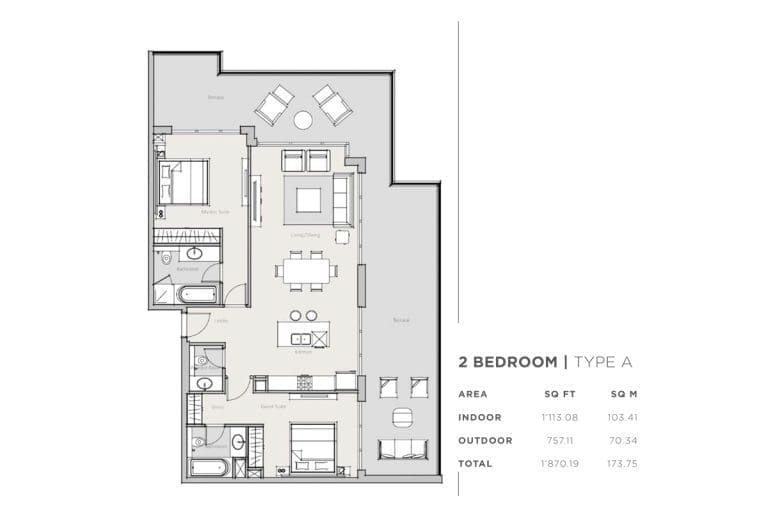 Park One 2 Bedroom Apartment Type A Floor Plans