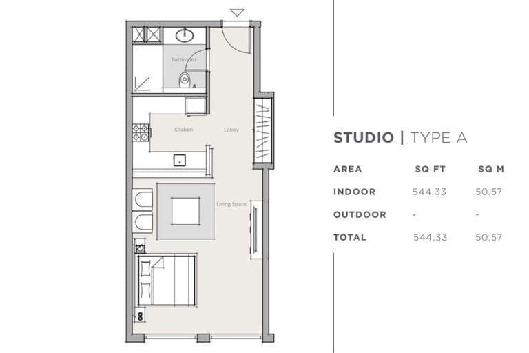 Park One Studio Apartment Type A Floor Plans