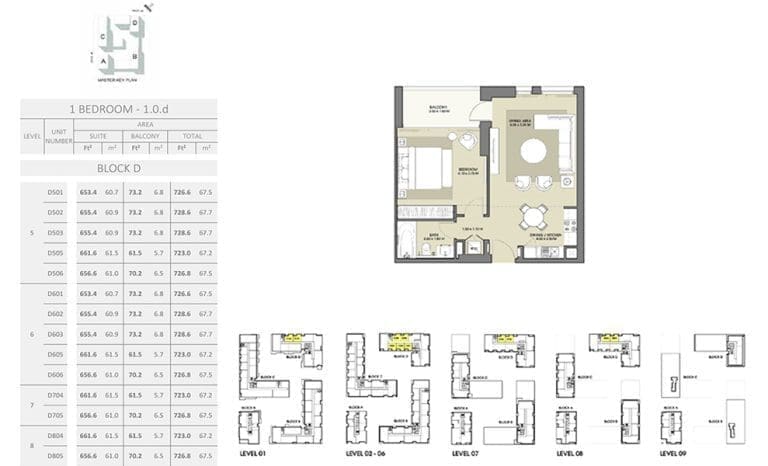 Park Point 1 Bedroom Apartment 1.0.D Block D Floor Plans