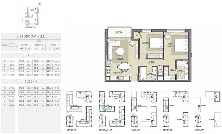 Park Point 2 Bedroom Apartment 2.0 Block B & C Floor Plans