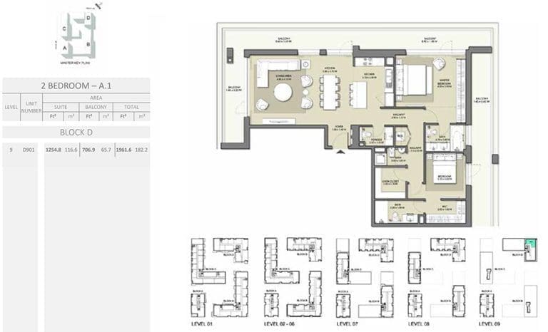 Park Point 2 Bedroom Apartment A1 Block D Floor Plans