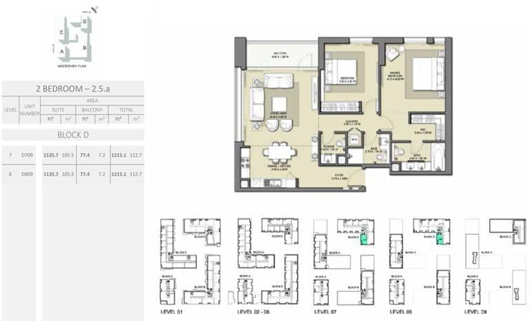 Park Point 2 Bedroom Apartment 2.5A Block D Floor Plans