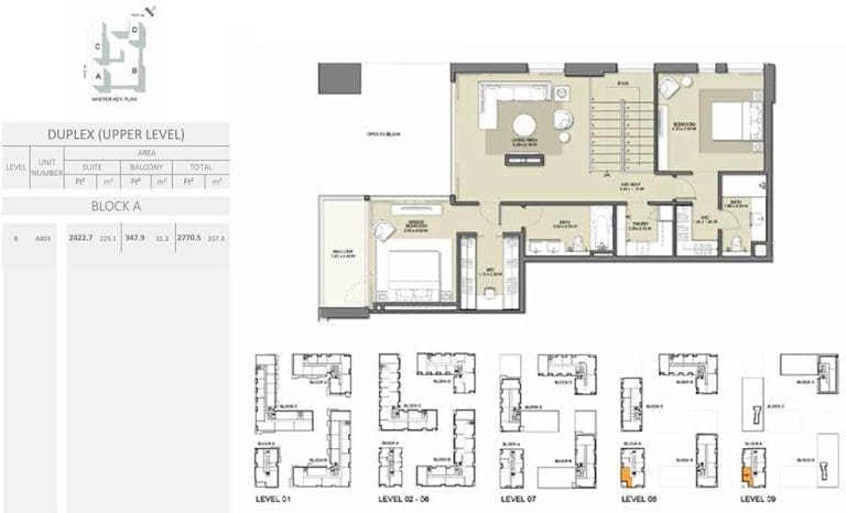 Park Point Duplex Upper Level Block A Floor Plans