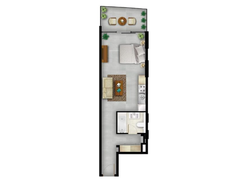 Shamal Residence Typical B Studio Apartment Floor Plans