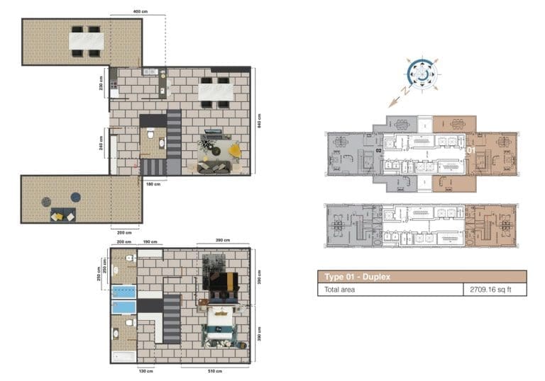 The Square Tower Duplex Type 01 Floor Plans