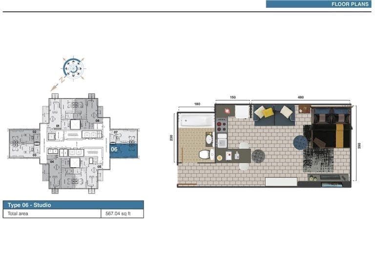 The Square Tower Studio Apartment Type 06 Floor Plans