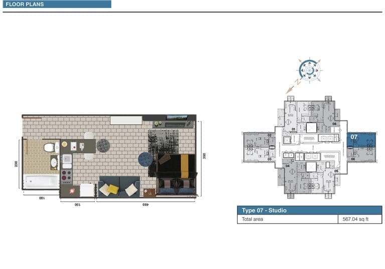 The Square Tower Studio Apartment Type 07 Floor Plans