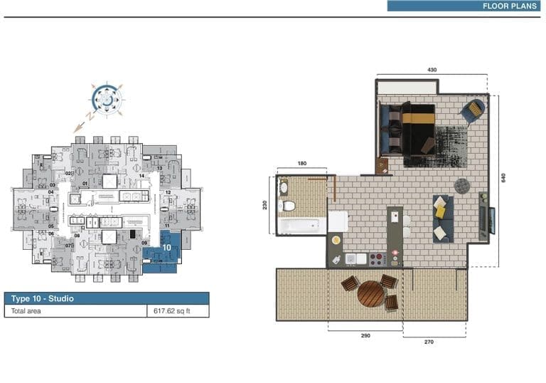 The Square Tower Studio Apartment Type 10 Floor Plans
