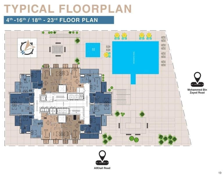 The Square Tower 04-16 – 18-23 Typical Floor Plans