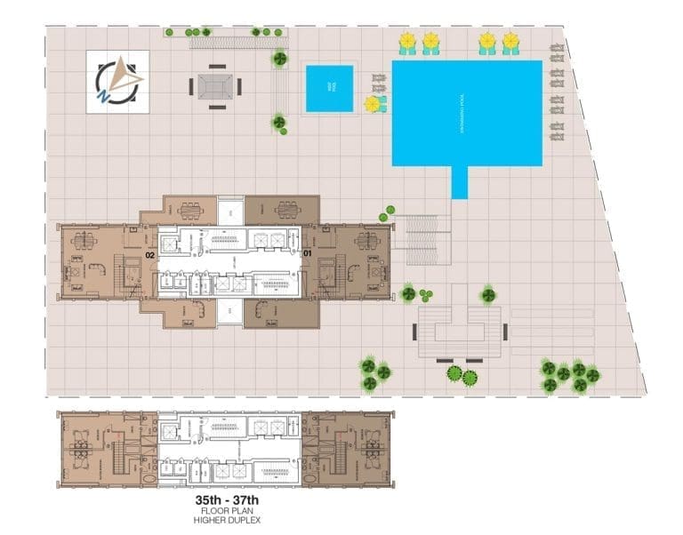The Square Tower Higher Duplex 35-37 Typical Floor Plans