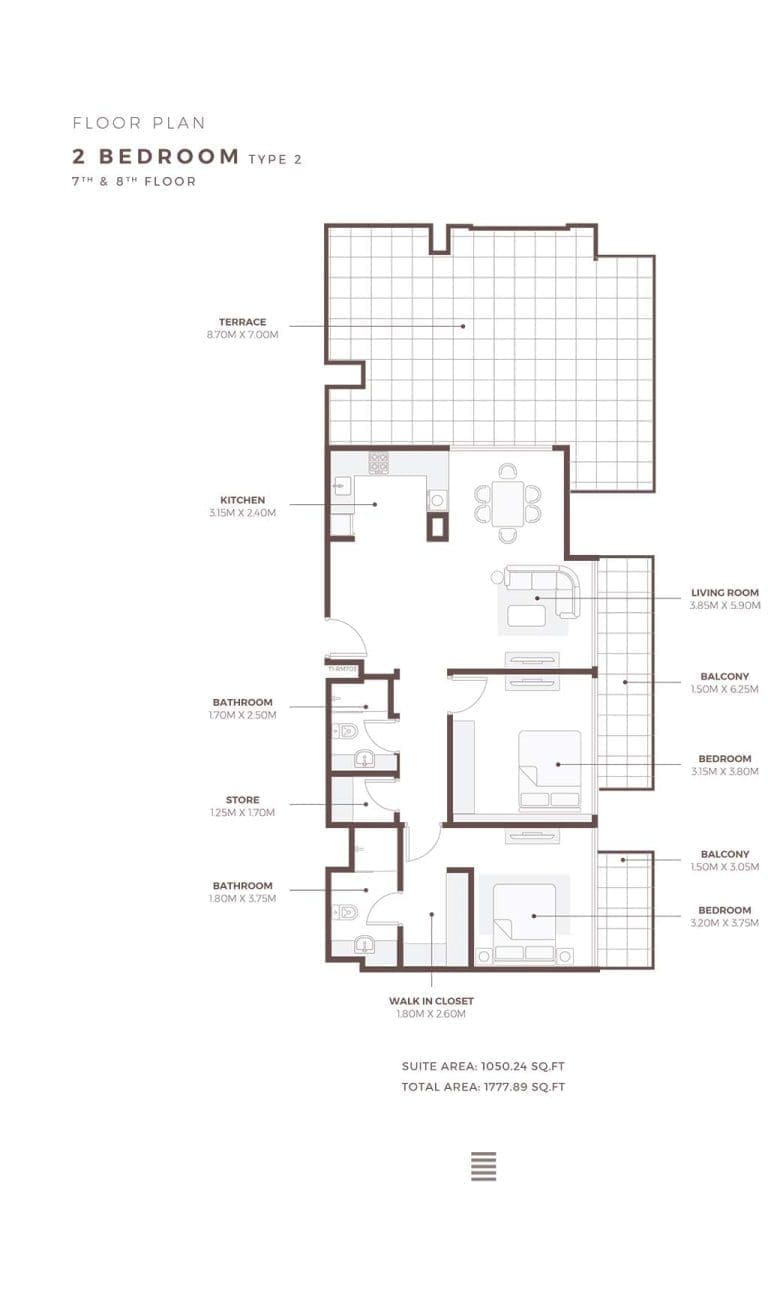 Azizi Beach Oasis 2 Bedroom Apartment Type 2 Floor Plans