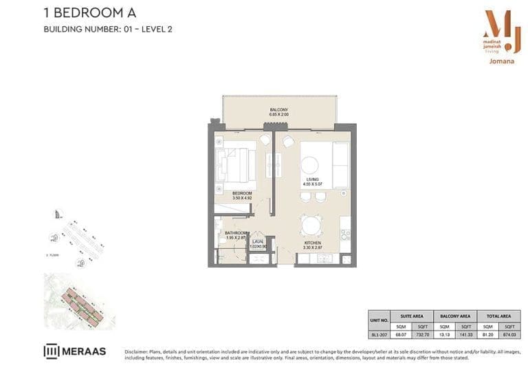 Jomana 1 Bedroom Apartment Type A Level 2 Floor Plans 2