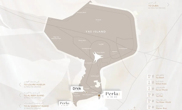 Perla 2 at Yas Island Abu Dhabi Location Map