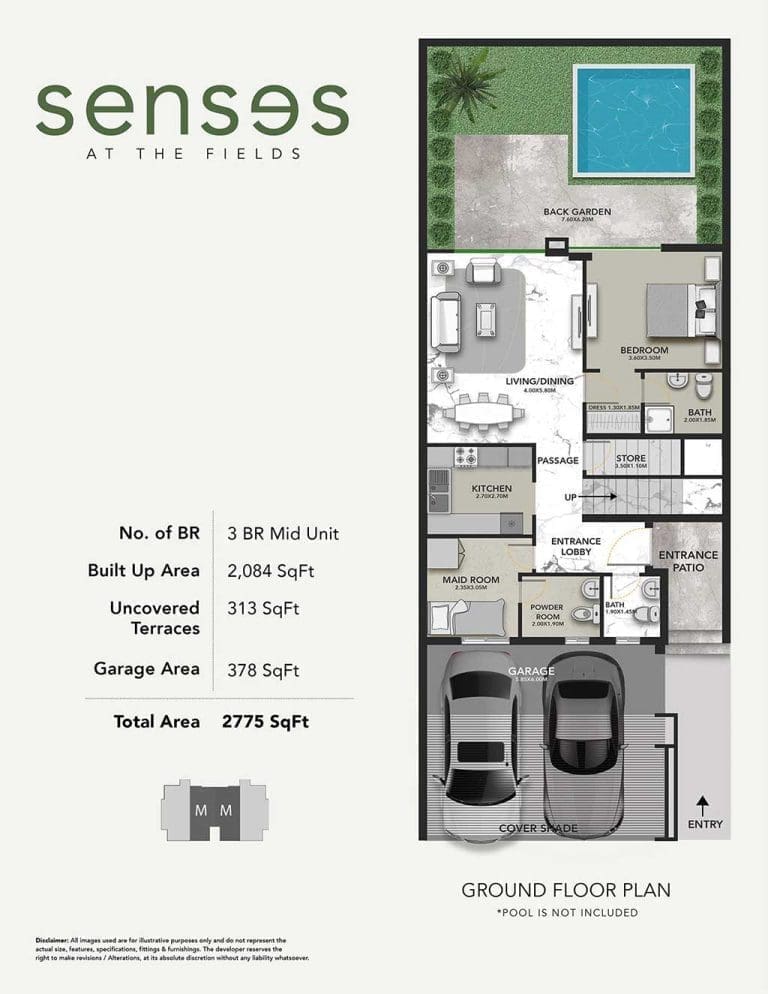 Senses The Field 3 Bedroom Mid Unit Townhouse Ground Floor Plans