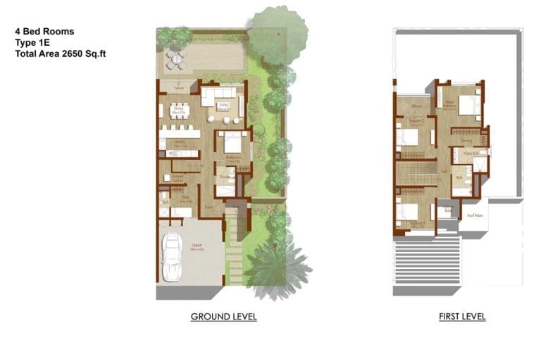 Reem Townhouse 4 Bedroom Type 1E Floor Plans
