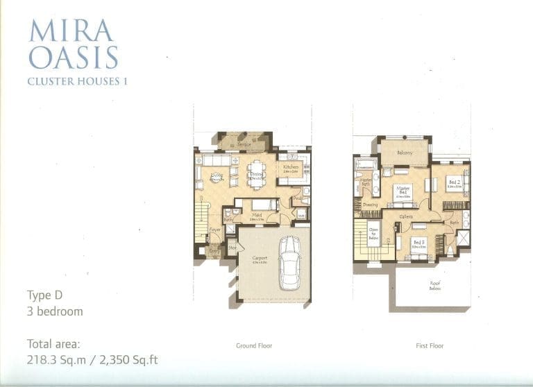 Mira Oasis 3 Bedroom Townhouse Type D Floor Plans