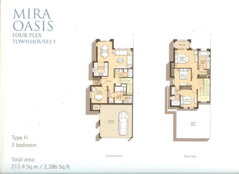 Mira Oasis 3 Bedroom Townhouse Type H Floor Plans