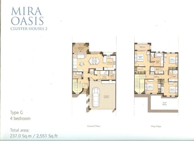 Mira Oasis 4 Bedroom Townhouse Type G Floor Plans