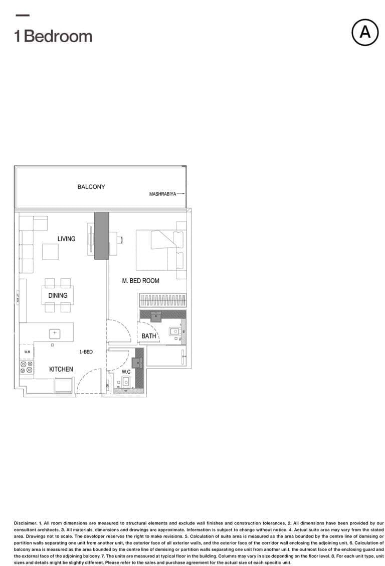 Binghatti Onyx 1 Bedroom Type A Floor Plans