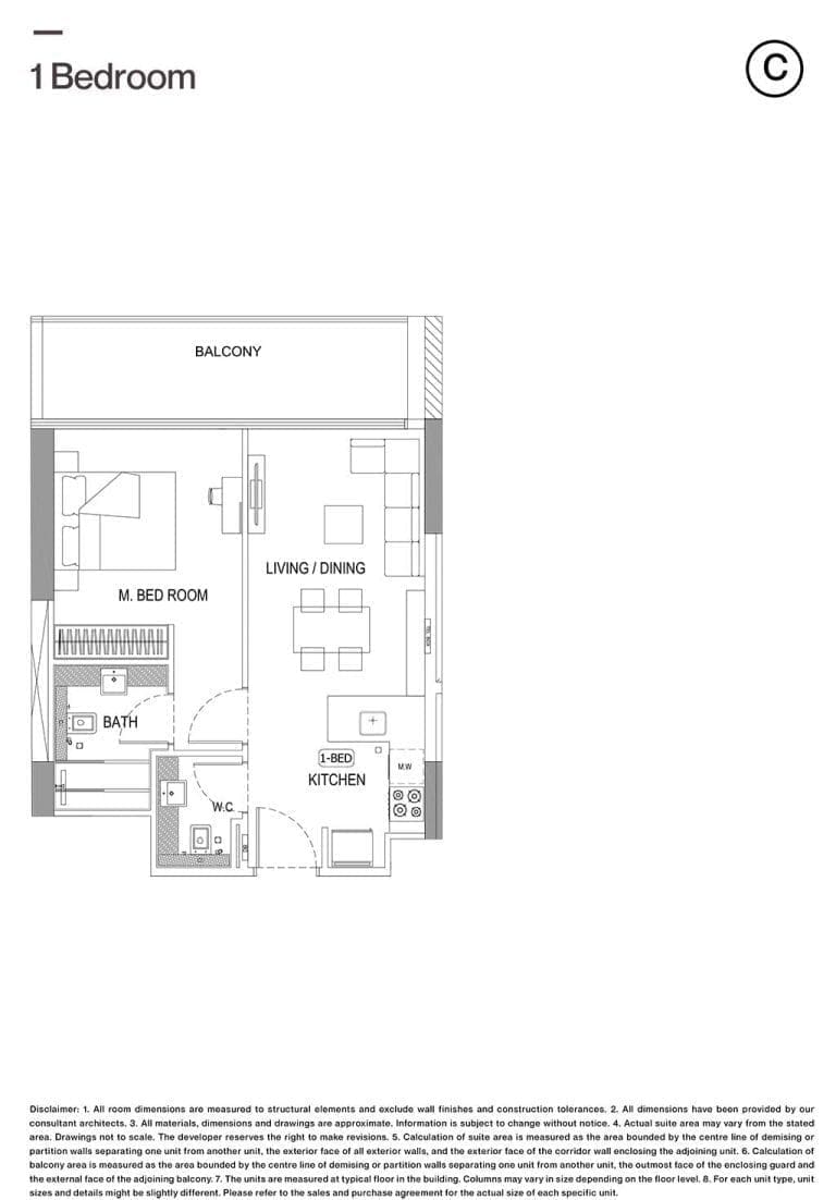 Binghatti Onyx 1 Bedroom Type C Floor Plans