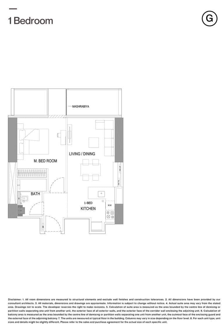 Binghatti Onyx 1 Bedroom Type G Floor Plans