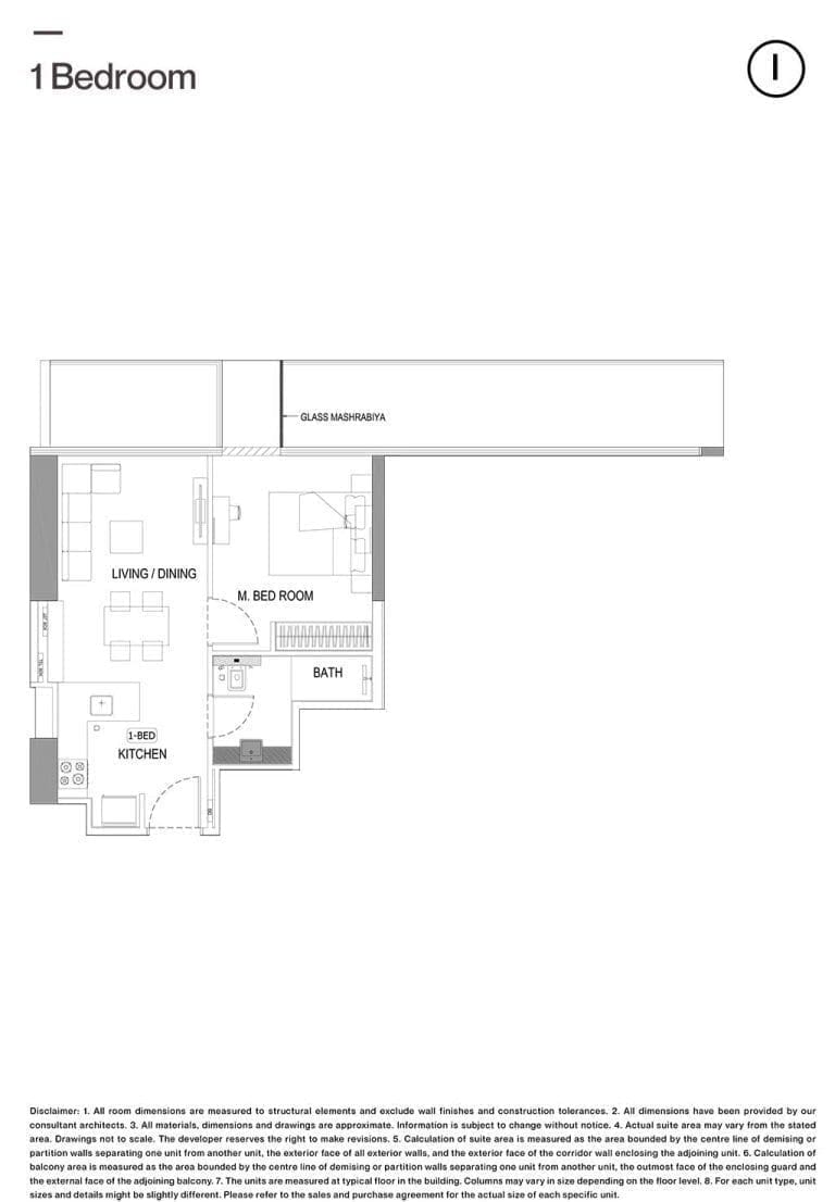 Binghatti Onyx 1 Bedroom Type I Floor Plans