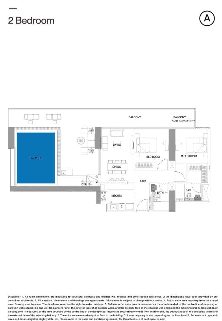 Binghatti Onyx 2 Bedroom Type A Floor Plans