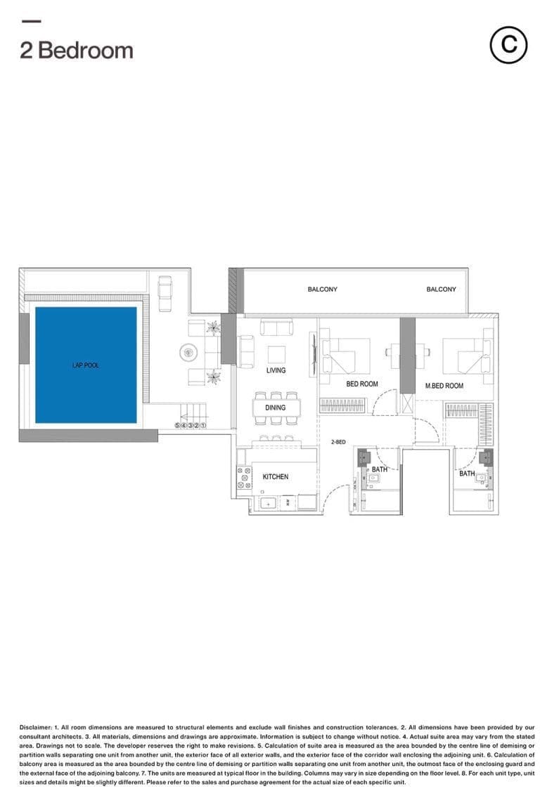 Binghatti Onyx 2 Bedroom Type C Floor Plans