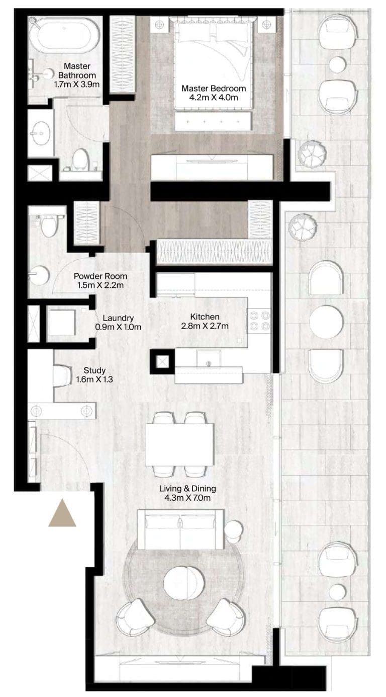 St Regis The Residences 1BR Type A1 Floor Plans